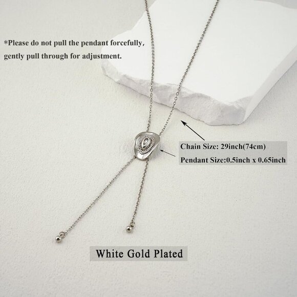 Western Cowgirl Hat Necklace for Women Gold Silver Dainty Bolo Tie Cowboy Neckti - Picture 5 of 8